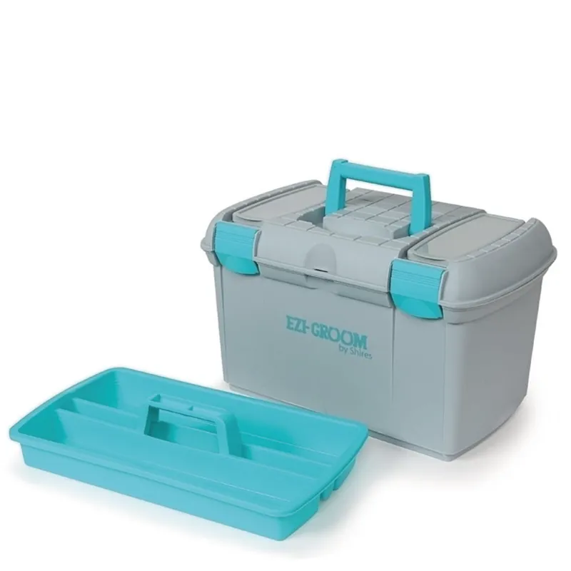Ezi-Groom Two Tone Tack Box - Grey/Turquoise 