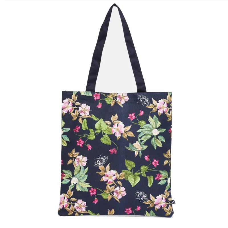 Joules Lulu Shopper Canvas Tote - Navy Floral