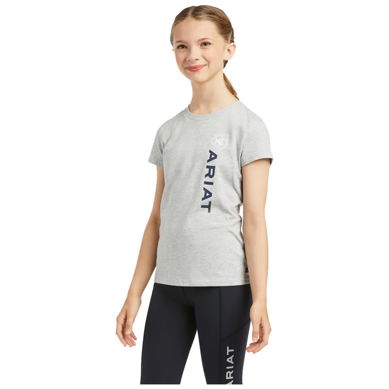 Ariat Youth Vertical Logo SS T-Shirt - Heather Grey