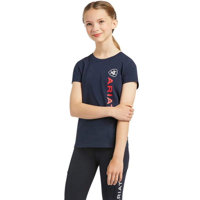 Ariat Youth Vertical Logo SS T-Shirt - Navy