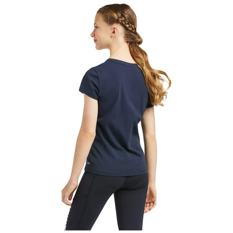 Ariat Youth Vertical Logo SS T-Shirt - Navy-1