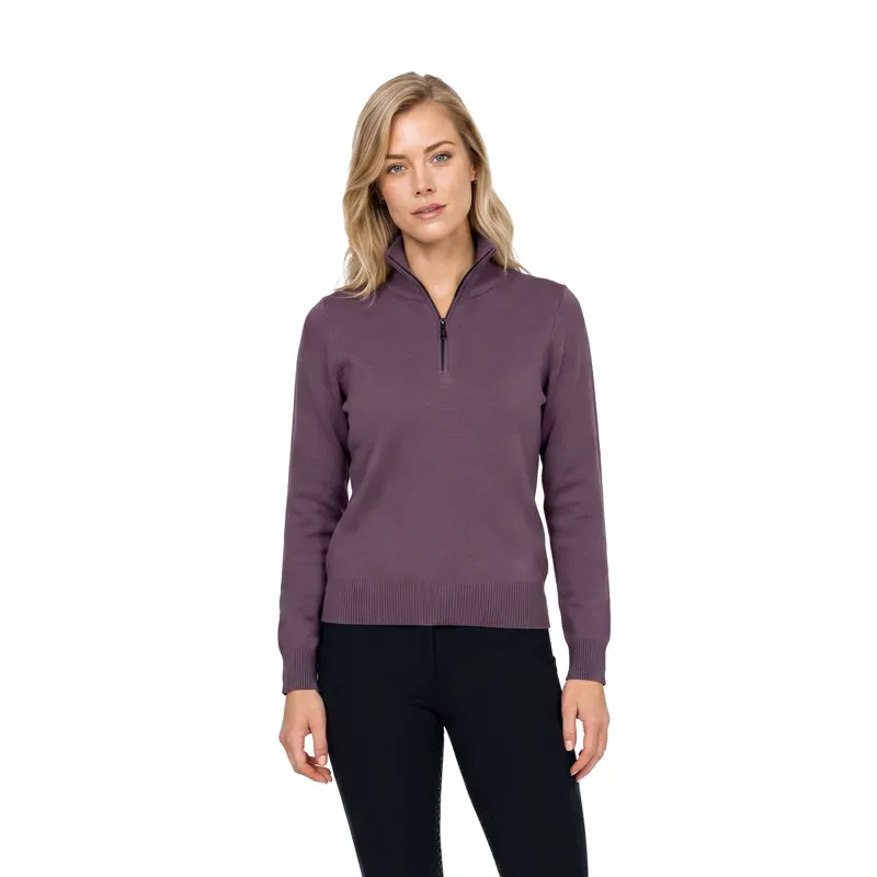 WeatherBeeta 1/2 Zip Collared Knit Pullover - Dusty Mauve Marle