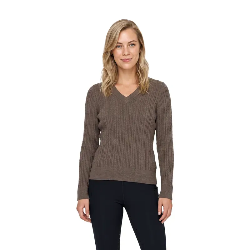 WeatherBeeta Cable V-Neck Pullover - Taupe Marle