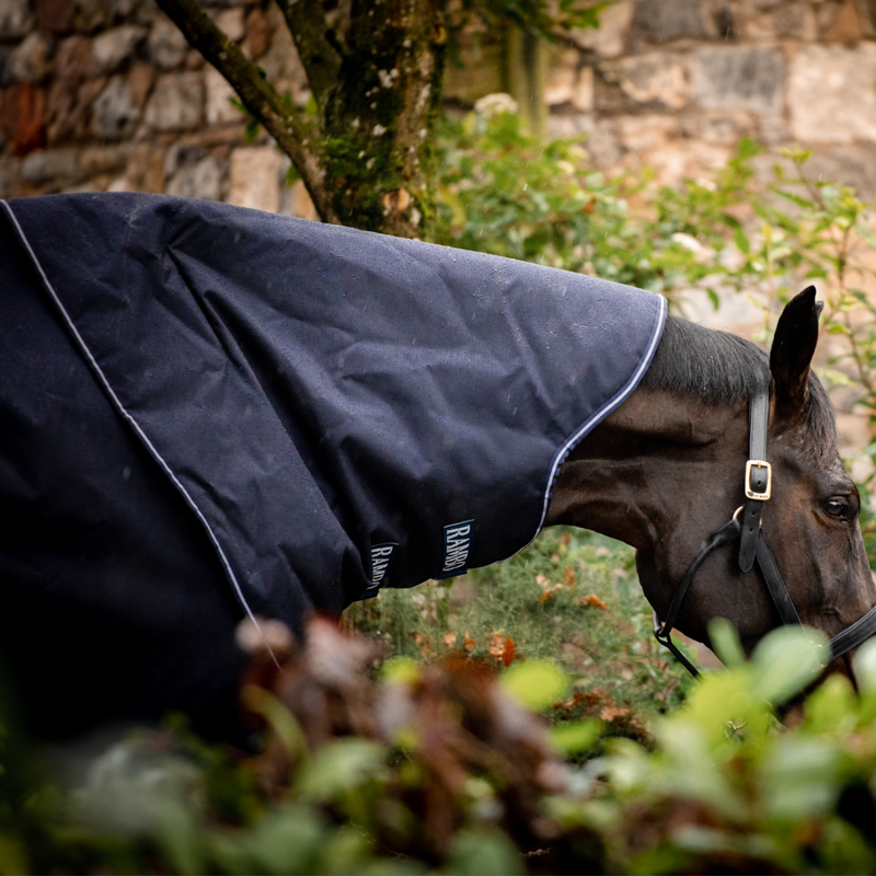 Horseware Rambo Duo Force Turnout Rug - 100g Outer + 100g + 300g Liner - Navy/Navy/White-2