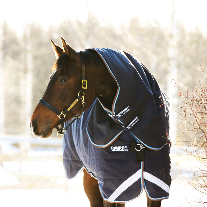 Horseware Rambo Duo Turnout Rug Bundle - Navy/Sky Blue/Brown-2