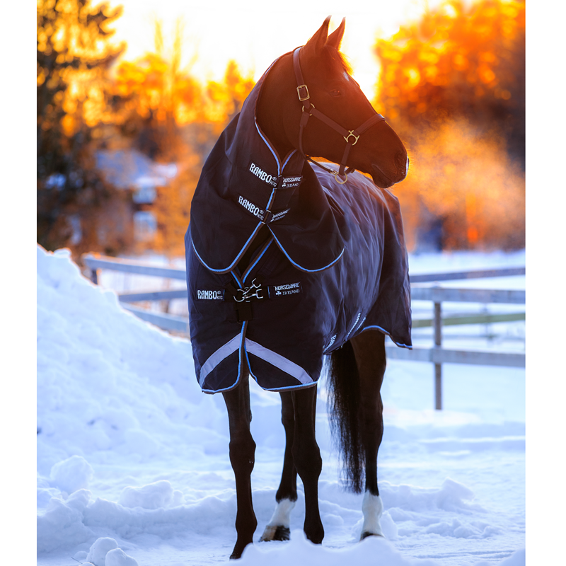 Horseware Rambo Duo Turnout Rug Bundle - Navy/Sky Blue/Brown-3