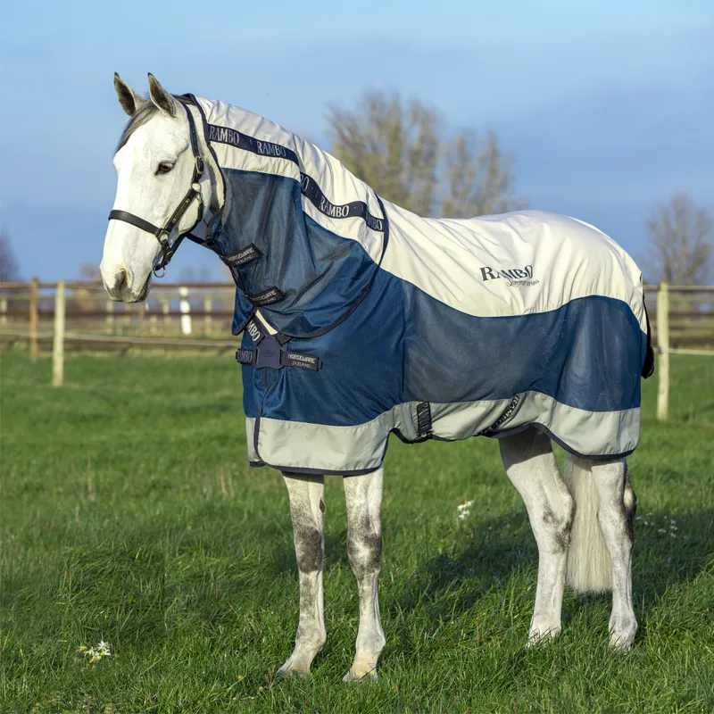 Horseware Rambo Summer Series Turnout Disc Front - Navy/Grey