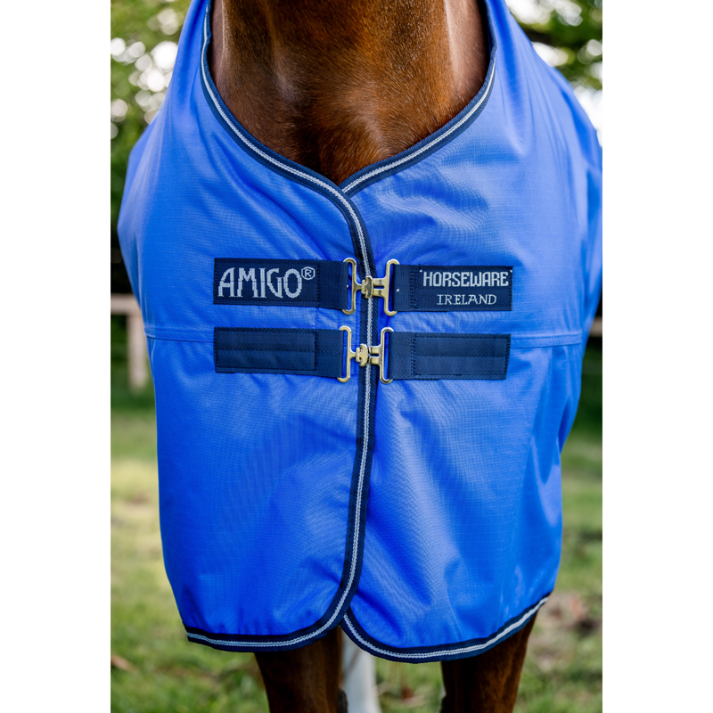Horseware Amigo Hero Ripstop 50g Turnout Rug - Blue/Navy/Grey-2