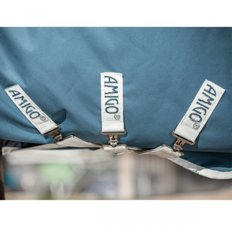 Horseware Amigo AmECO 12 Plus 100g Turnout Rug - Teal/Grey-4