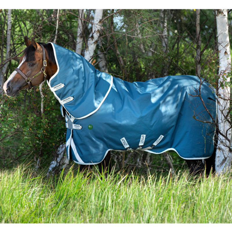 Horseware Amigo AmECO 12 Plus 100g Turnout Rug - Teal/Grey-1