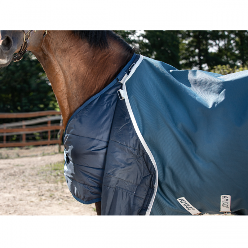 Horseware Amigo AmECO 12 Plus 100g Turnout Rug - Teal/Grey-6