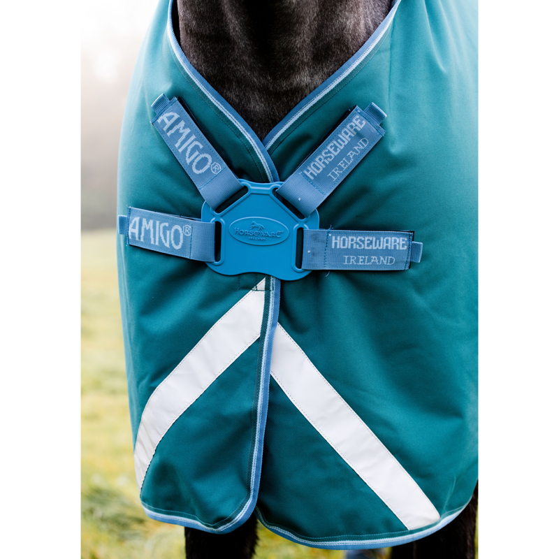 Horseware Amigo Bravo 12 Plus Disc Front 100g Turnout Rug - Storm Green/Turquoise/Aqua-3