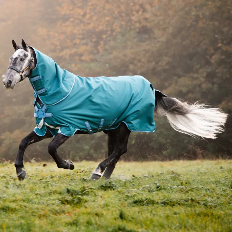 Horseware Amigo Bravo 12 Plus Disc Front 100g Turnout Rug - Storm Green/Turquoise/Aqua-1