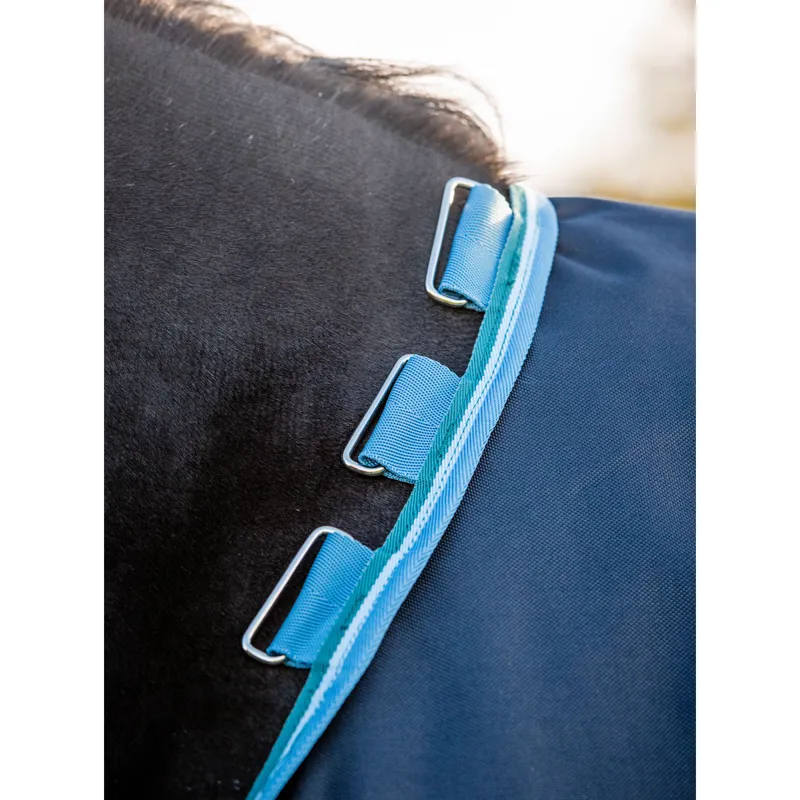 Horseware Amigo Bravo 12 Original Disc Front 100g Turnout Rug - Navy/Turquoise-4