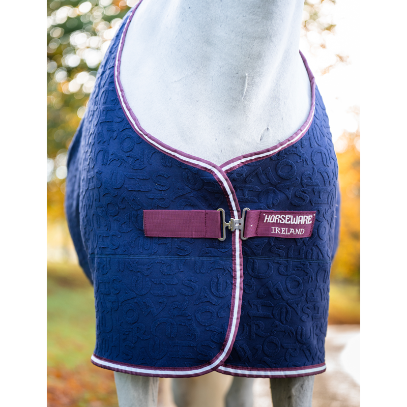 Horseware Embossed Jersey Cooler Rug - Navy HW Print-1