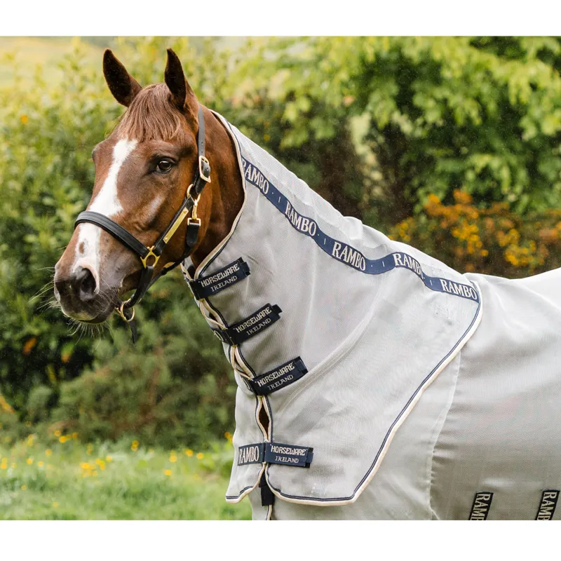 Horseware Rambo Protector Neck Cover - Silver/Navy/White/Beige