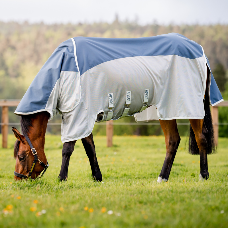 Horseware Amigo AmECO Combi Fly Rug - Teal/Grey-1