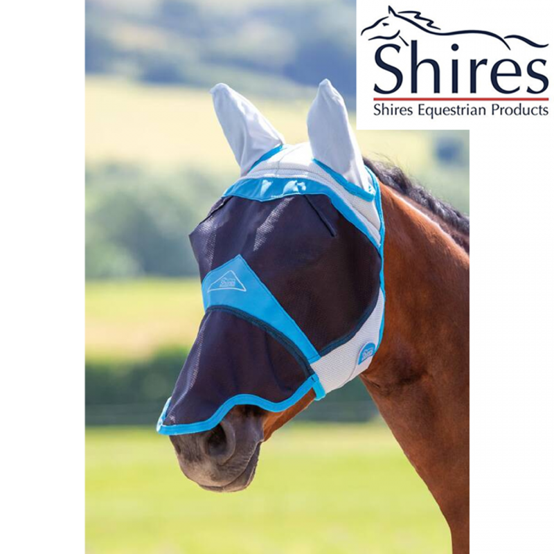 Shires Air Motion Fly Mask with Ears and Nose - Blue-1
