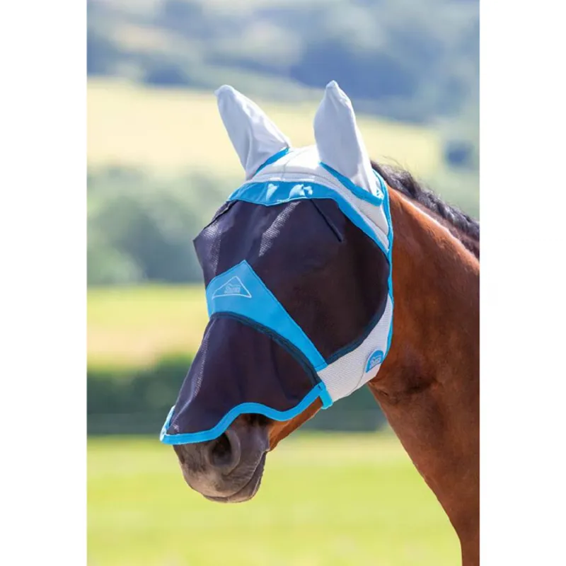 Shires Air Motion Fly Mask with Ears and Nose - Blue
