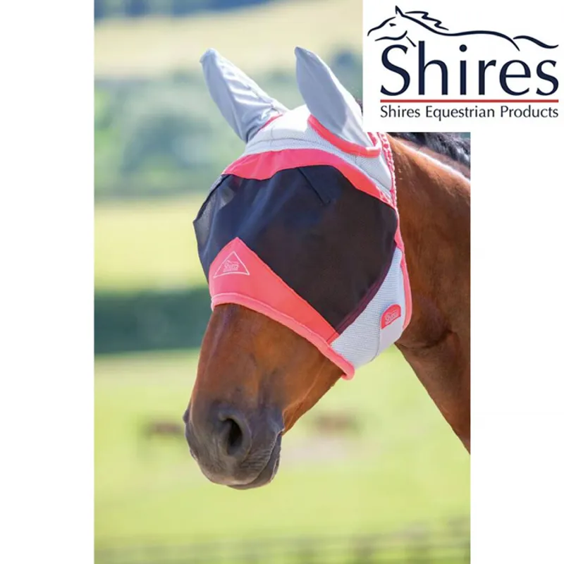 Shires Air Motion Fly Mask with Ears - Coral