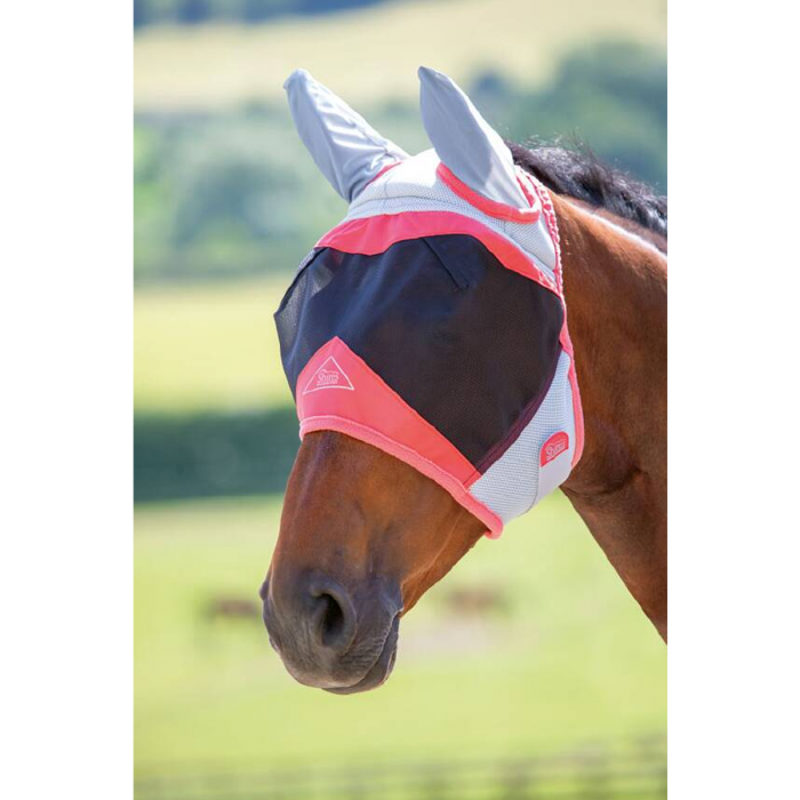 Shires Air Motion Fly Mask with Ears - Coral-1
