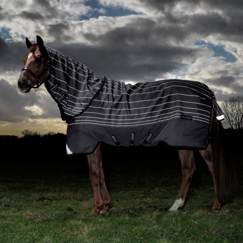 Horseware Amigo Bravo 12 Reflectech Plus 100g Turnout Rug - Grey/Reflective/Black-1
