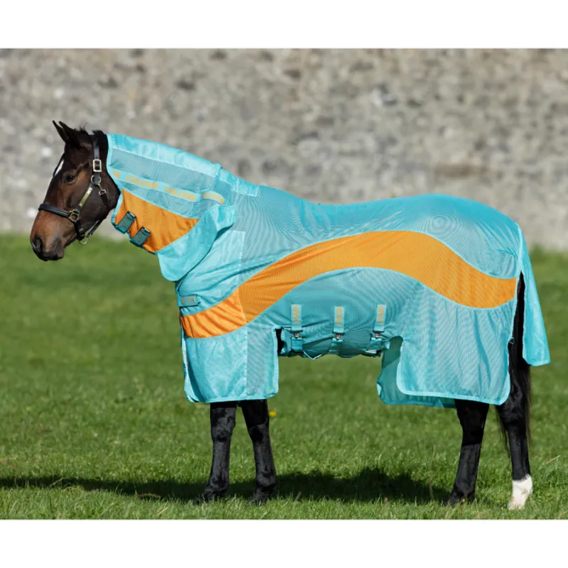 Horseware Amigo Vamoose Evolution Fly Rug - Aqua/Orange/Aqua - 3ft0