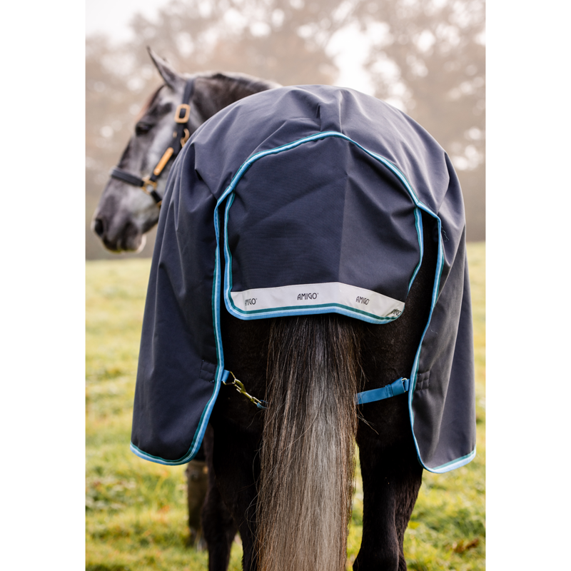 Horseware Amigo Bravo 12 100g Turnout Rug - Navy/Turquoise-3