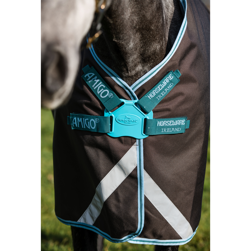 Horseware Amigo Bravo 12 Plus Disc Front 250g Turnout Rug - Excalibur/Aqua/Turquoise-3
