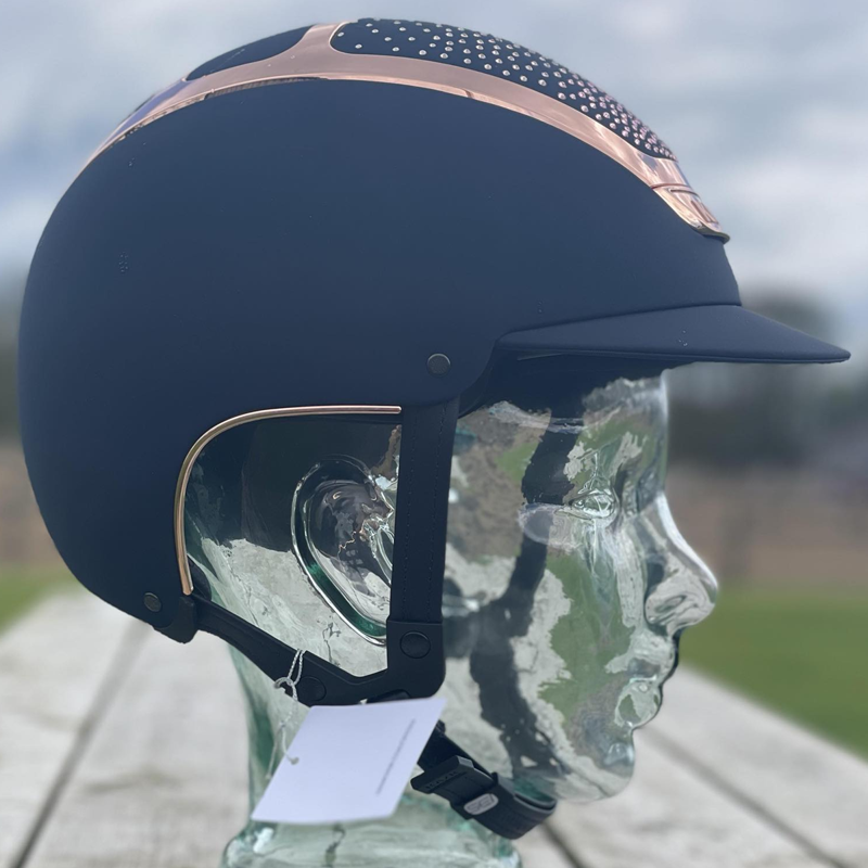 Kask Dogma Chrome Riding Hat with Anima Crystals Waterfence in Everyrose - Navy/Everyrose-1
