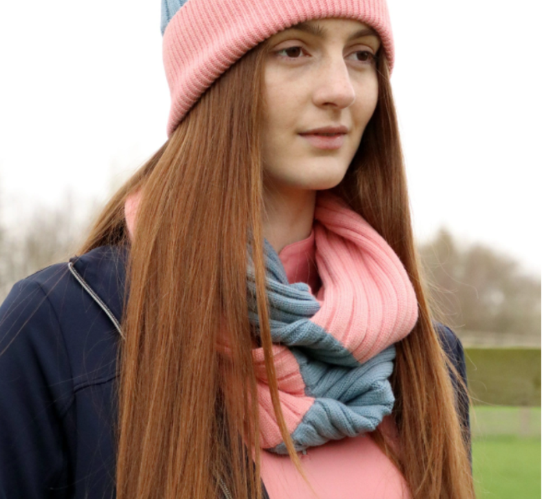 Hy Equestrian Synergy Luxury Snood in Aqua/Rose