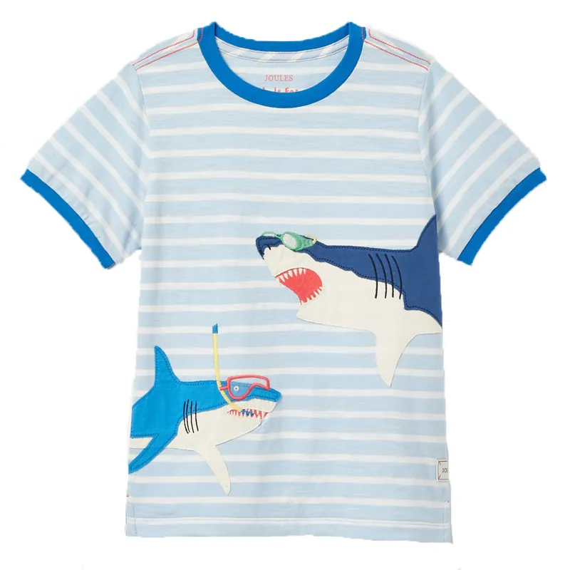 Joules Boys' Archie Artwork T-Shirt - Blue Shark