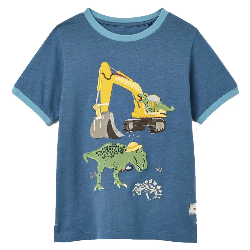 Joules Archie Children's Dinosaur T-Shirt - Ink Blue