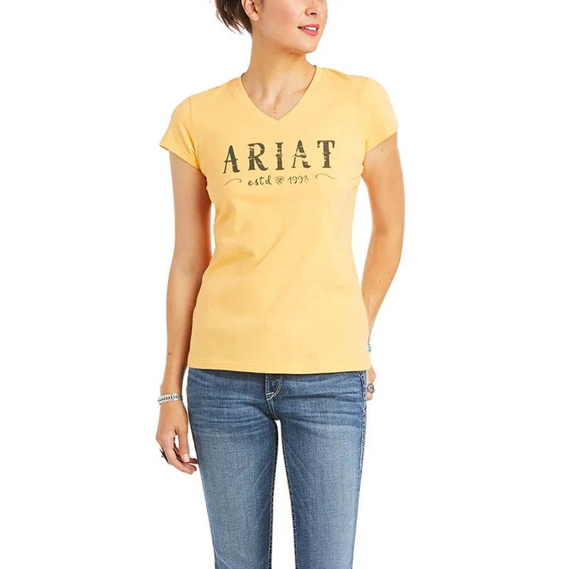 Ariat Womens Real Logo Short Sleeve T-Shirt - Orange Melon - XS 