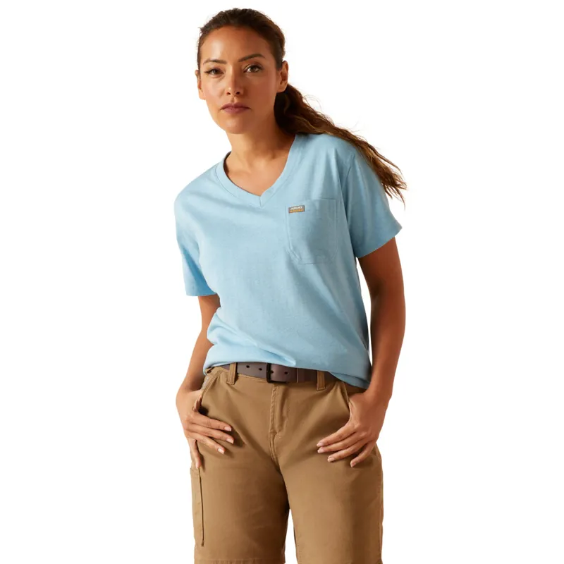 Ariat Women's Rebar Cotton Strong V-Neck T-Shirt - Norse Blue Heather