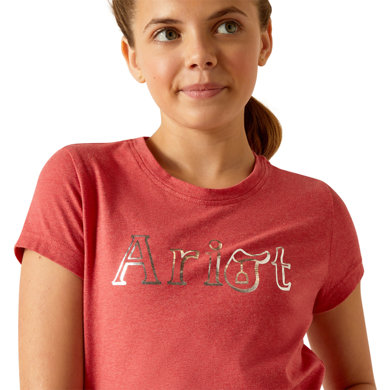 Ariat Youth Saddle T-Shirt - Heather Baked Apple-2