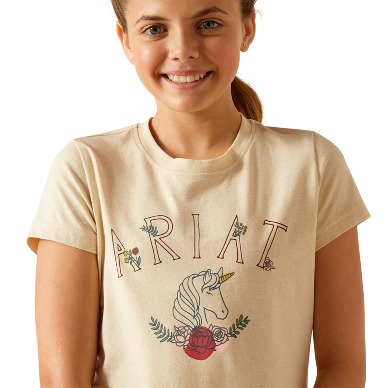 Ariat Youth Unicorn Insignia T-Shirt - Oatmeal Heather-2