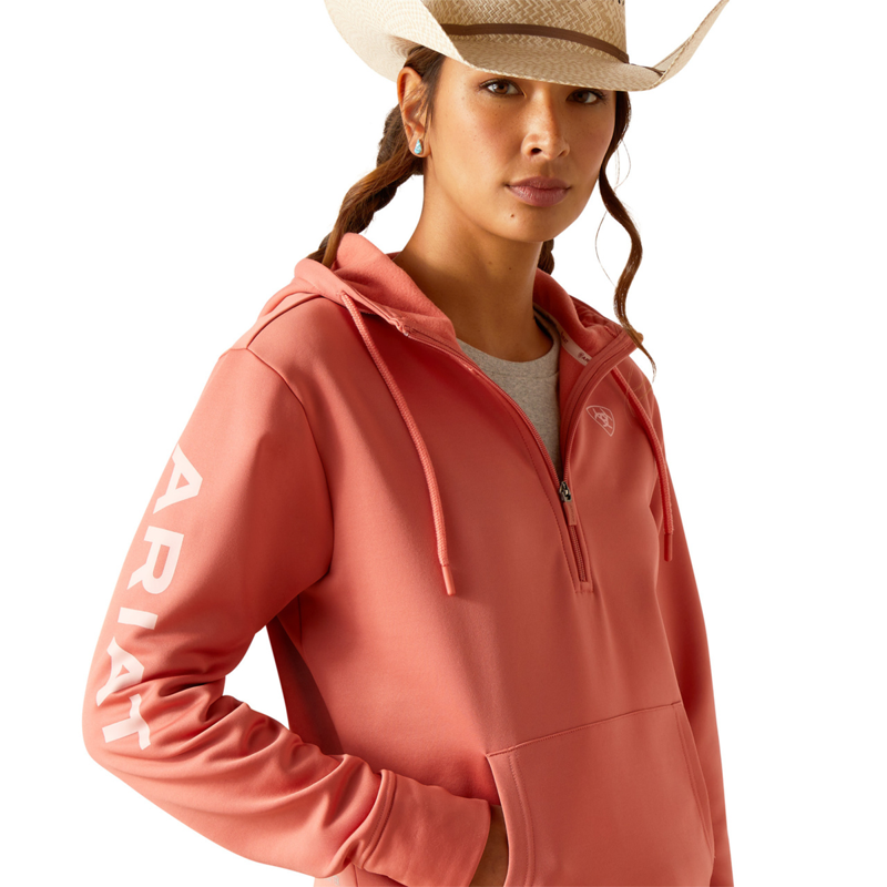 Ariat Women's Tek Hoodie 1/2 Zip Hoodie - Faded Rose-2
