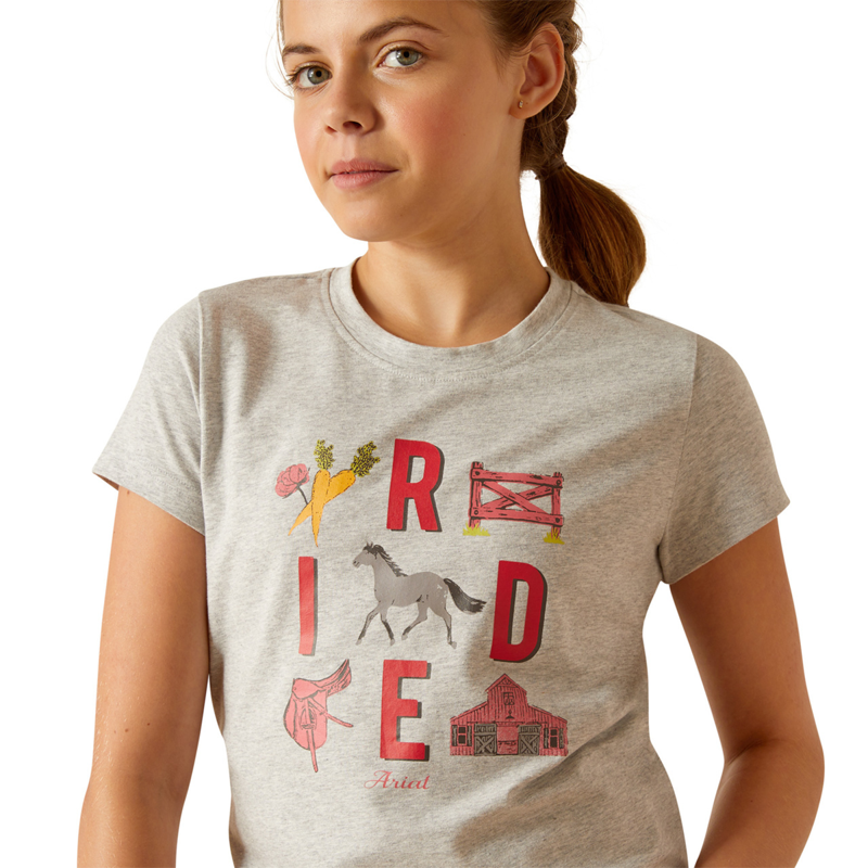Ariat Youth Iconic Ride T-Shirt - Heather Grey-2