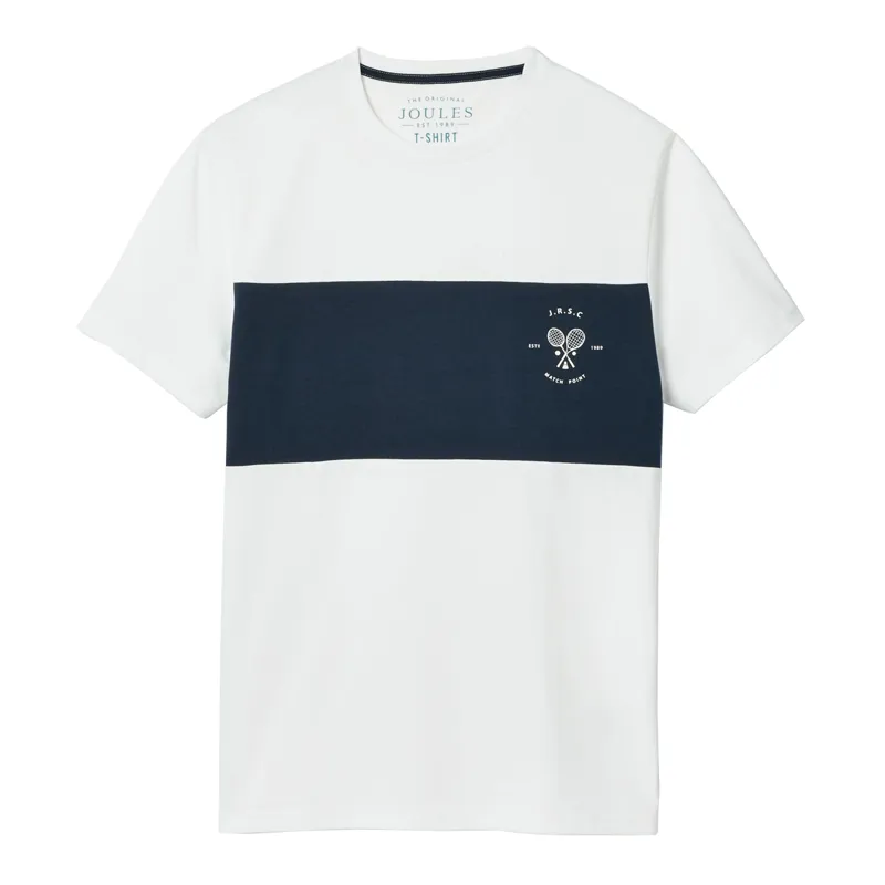 Joules Colour Block Denton Men's Crew T-Shirt - White