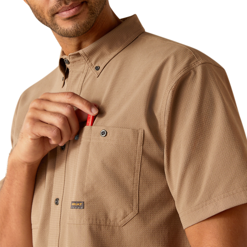 Ariat Men's Rebar Made Tough 360 Airflow Work Shirt - Rebar Khaki-2