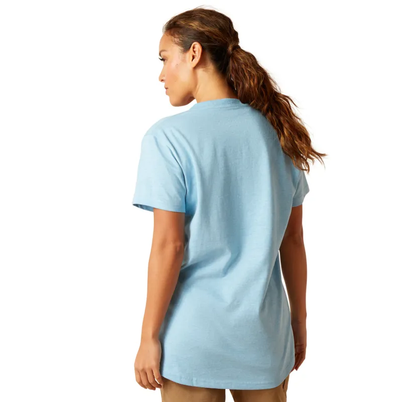 Ariat Women's Rebar Cotton Strong V-Neck T-Shirt - Norse Blue Heather-1