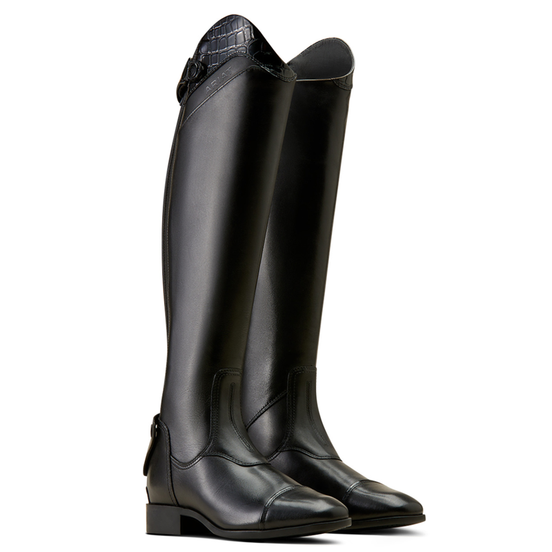 Ariat Women's Palisade Show Tall Riding Boot Reg Calf - Black/Black Croc Print-3