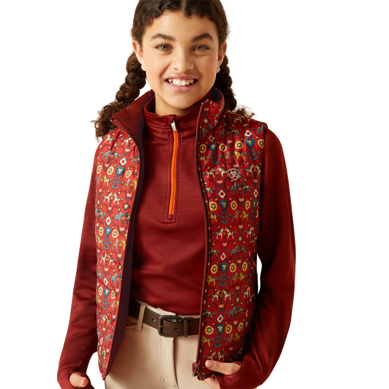 Ariat Youth Bella Reversible Insulated Gilet - Dala Horse/Arctic-1