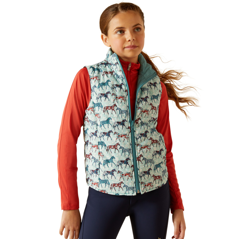 Ariat Youth Bella Reversible Insulated Gilet - Painted Ponies/Brittany Blue-1