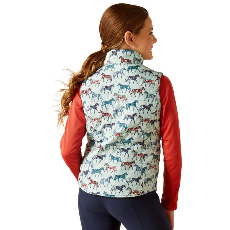 Ariat Youth Bella Reversible Insulated Gilet - Painted Ponies/Brittany Blue-2