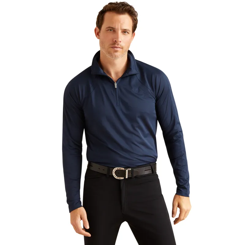 Ariat Men's Sunstopper 3.0 1/4 Zip Base Layer - Navy Eclipse