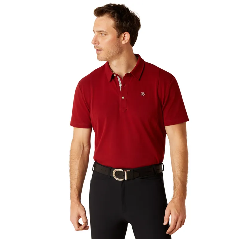 Ariat Men's Button Polo - Sun-Dried Tomato