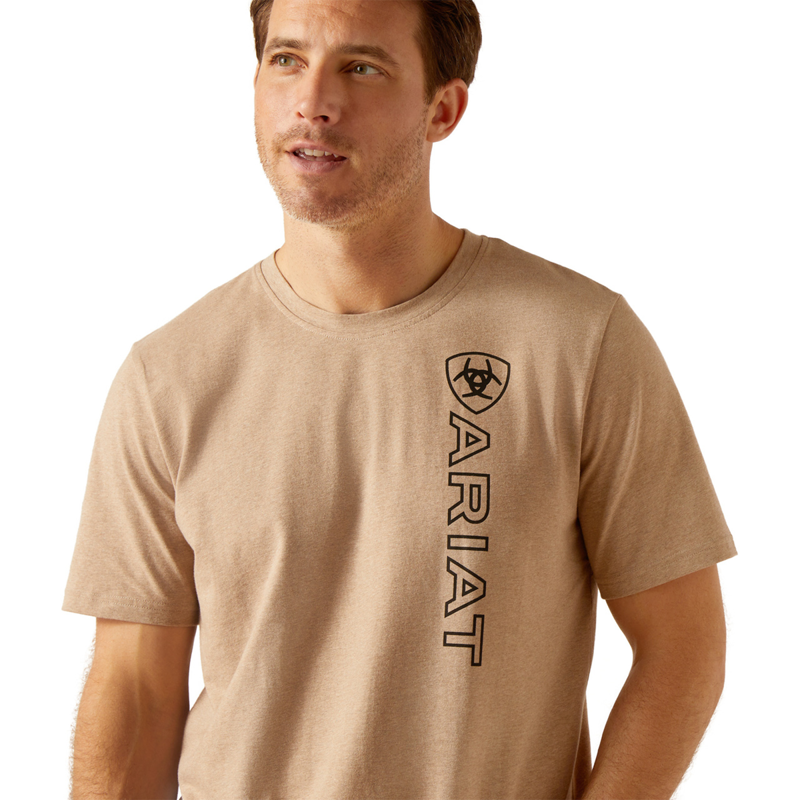 Ariat Men's Vertical Logo T-Shirt - Oatmeal-2