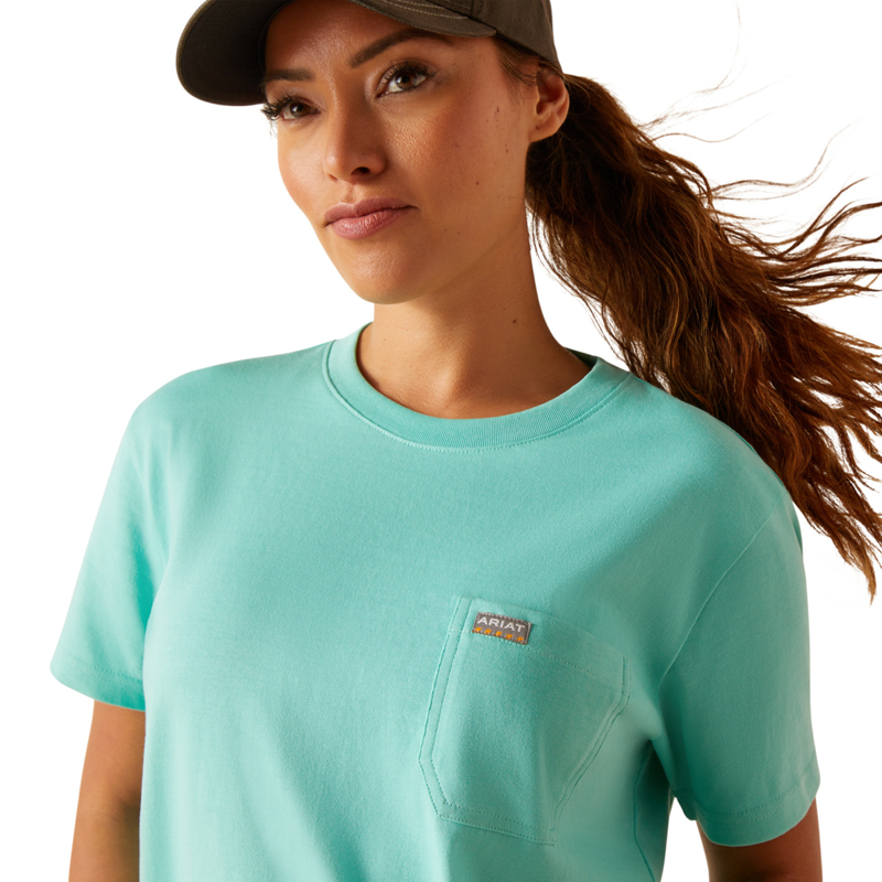 Ariat Women's Rebar Cotton Strong Short Sleeve T-Shirt - Pool-2